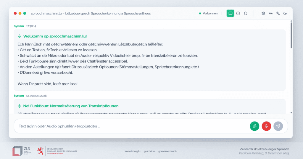 Nova opção normaliza transcrições em luxemburguês