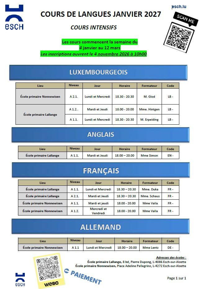 Esch abre inscrições para cursos de línguas