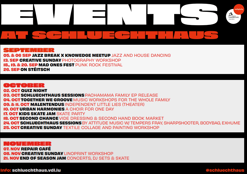 Quatro eventos gratuitos no Schluechthaus